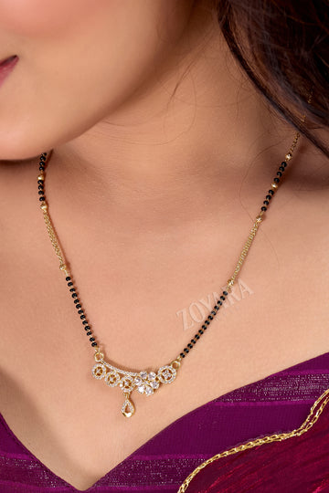 Gold Plated  Mangalsutra with Earring Set