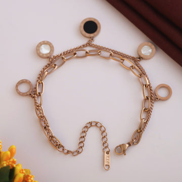 Dual Dazzle Charm  Bracelet (Rose Gold)