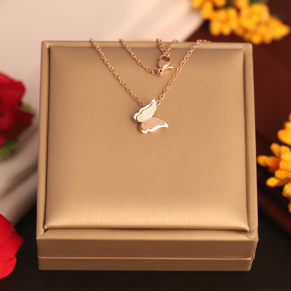 Butterfly Kiss  Necklace (Rose Gold)