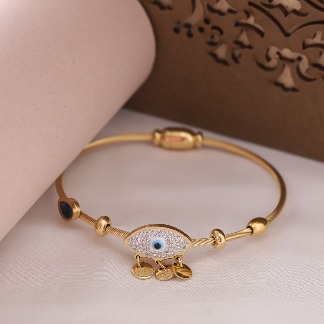 Evil Eye Gold Cuff Bracelet For Women